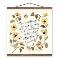 Love Overflows and Joy Never Ends Teak Hanging Canvas