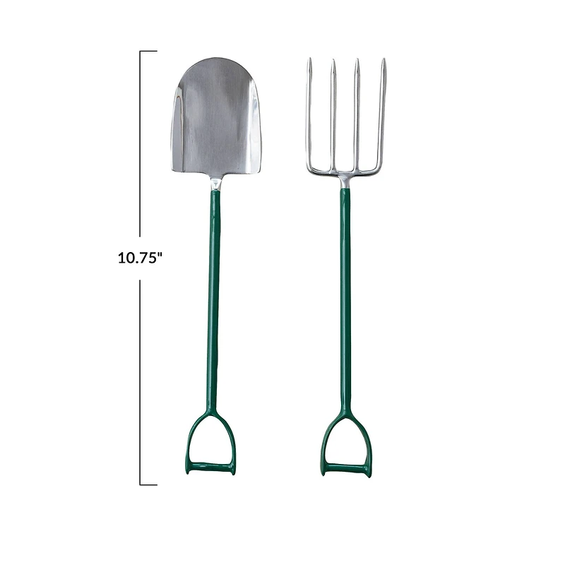 Hello Honey® Stainless Steel Garden Tool Salad Server Set with Green Handles