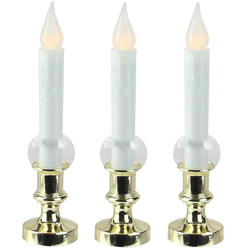8.5" White LED Flickering Candle Lamps, 3ct.