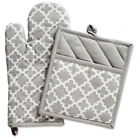 DII® Gray Lattice Oven Mitt & Potholder Set