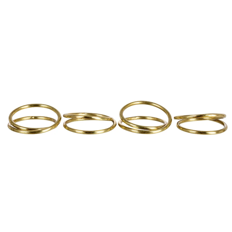 Hello Honey® Modern Round Brass Napkin Rings with Leather Tie Set