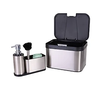 Organize It All Stainless Steel Compost Bin with Bonus Biodegradable Bags, Sink Organizer & Scrub Brush