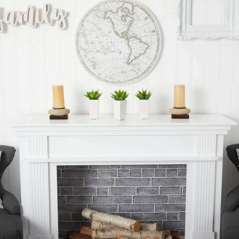 9" Mini Agave Arrangement in White Planter, 3ct.