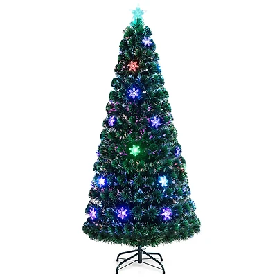 Costway 6ft. Pre-Lit Fiber Optic Christmas Tree, Multicolor Lights