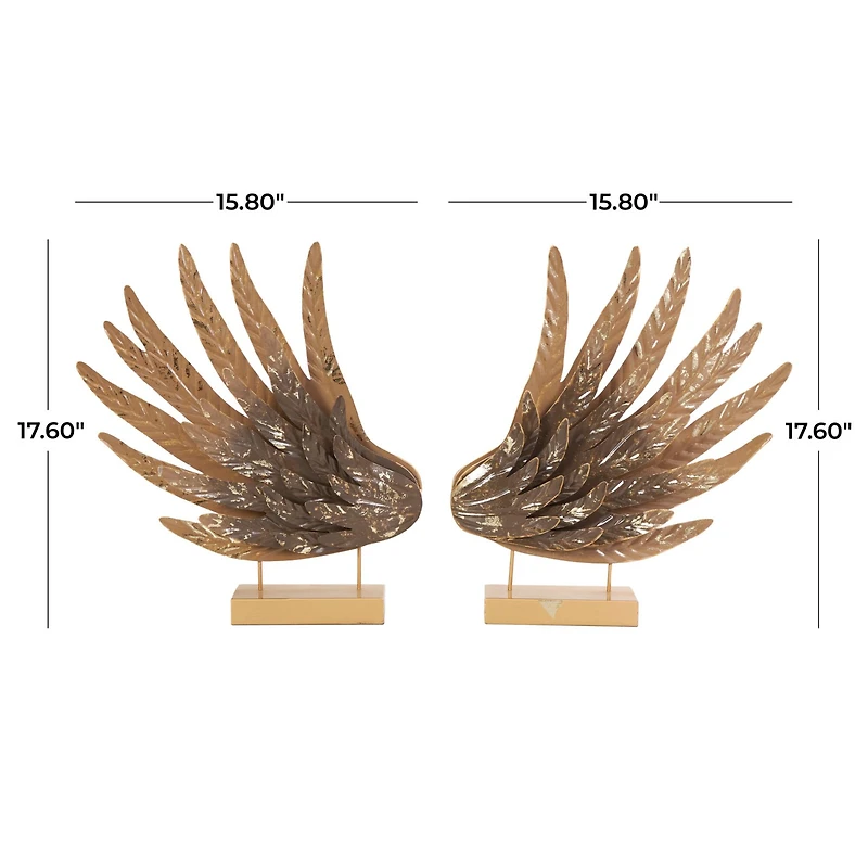18" Gold Bird Wing Tabletop Sculpture Set