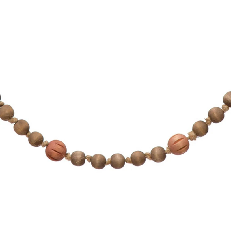 Hello Honey® 40" Paulownia Wood Beads, Jingle Bells & Jute Tassels Garland