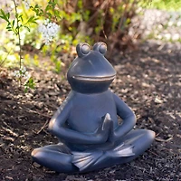 11" Yoga Frog in Sukhasana Position Outdoor Garden Statue