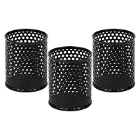 Mind Reader Metal Pen Cups, Mesh Pencil Holders, Desktop Organizer Set, Metal, Set of 3, Black
