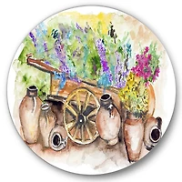 Designart - Lavender Flowers On Ancient Cart