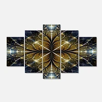 Designart - Digital Gold Fractal Flower Pattern - Contemporary Wall Art Canvas