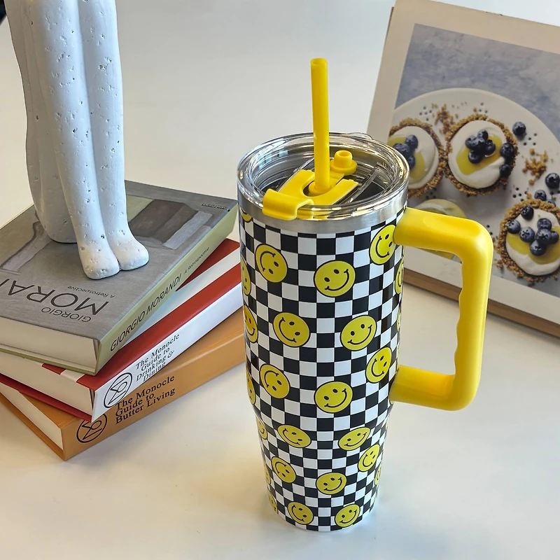 30oz. Smiley Check Stainless Steel Insulated Tumbler by Celebrate It™