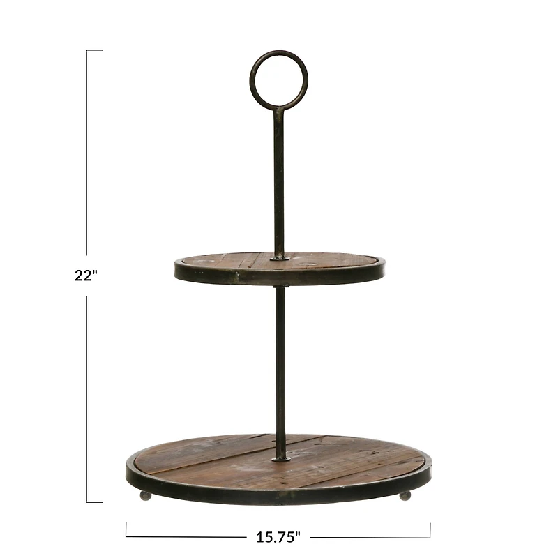 Hello Honey® Decorative Wood & Metal 2 Tier Tray