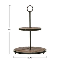 Hello Honey® Decorative Wood & Metal 2 Tier Tray