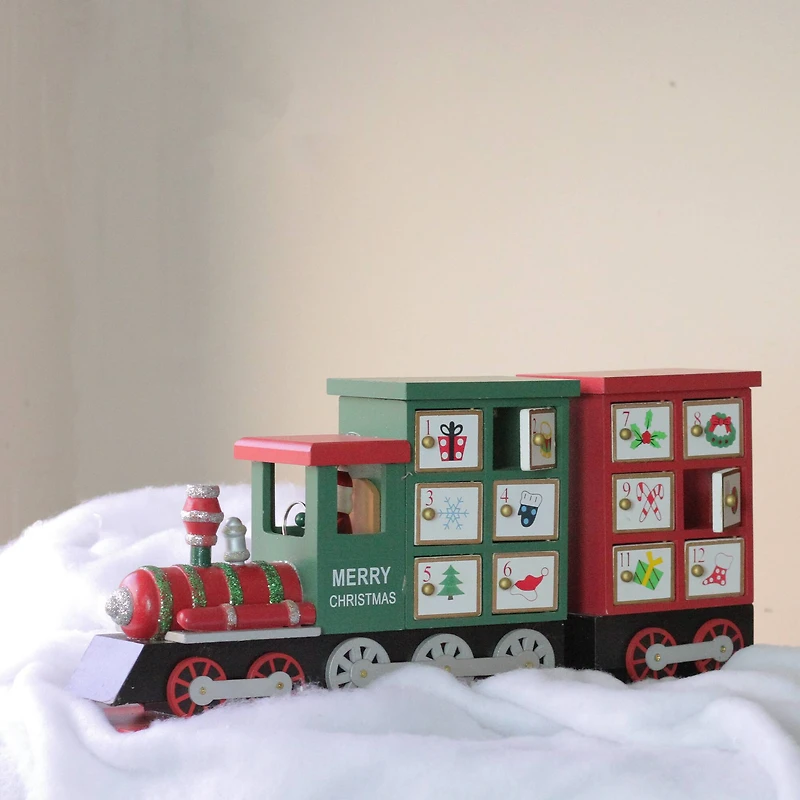16.5" Locomotive Train Wood Christmas Advent Calendar