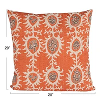 Hello Honey® 20" Orange Oval & Floral Accent Pillow