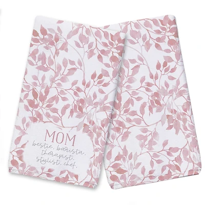 Mom Bestie Barista Floral Tea Towel Set