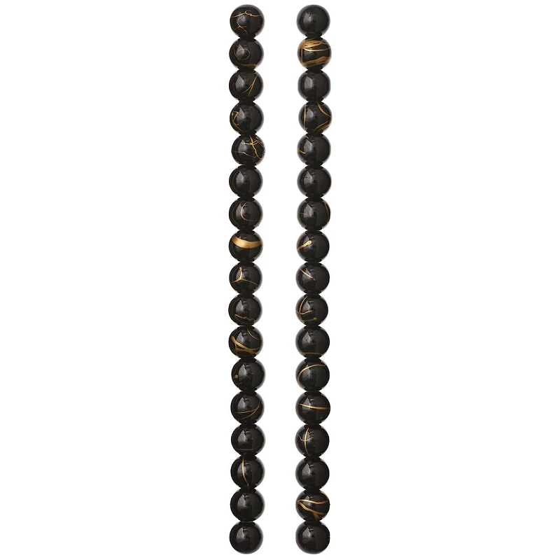 Black Coated Glass Round Beads, 8mm by Bead Landing™