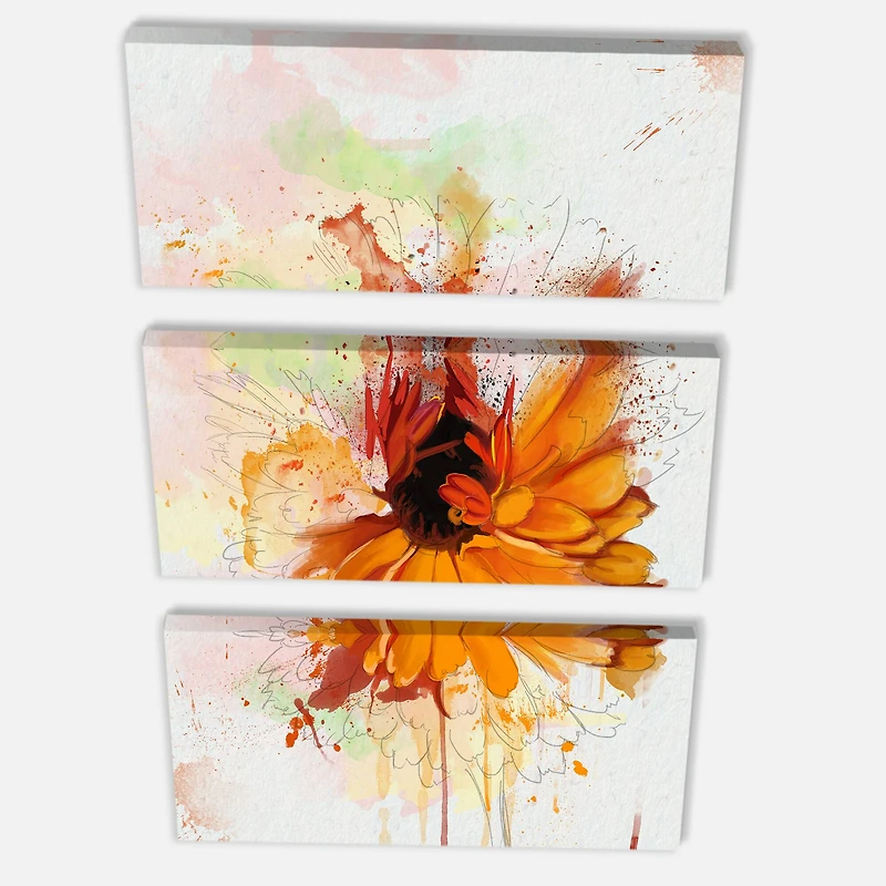 Designart - Sunflower Drawing with Paint Splashes
