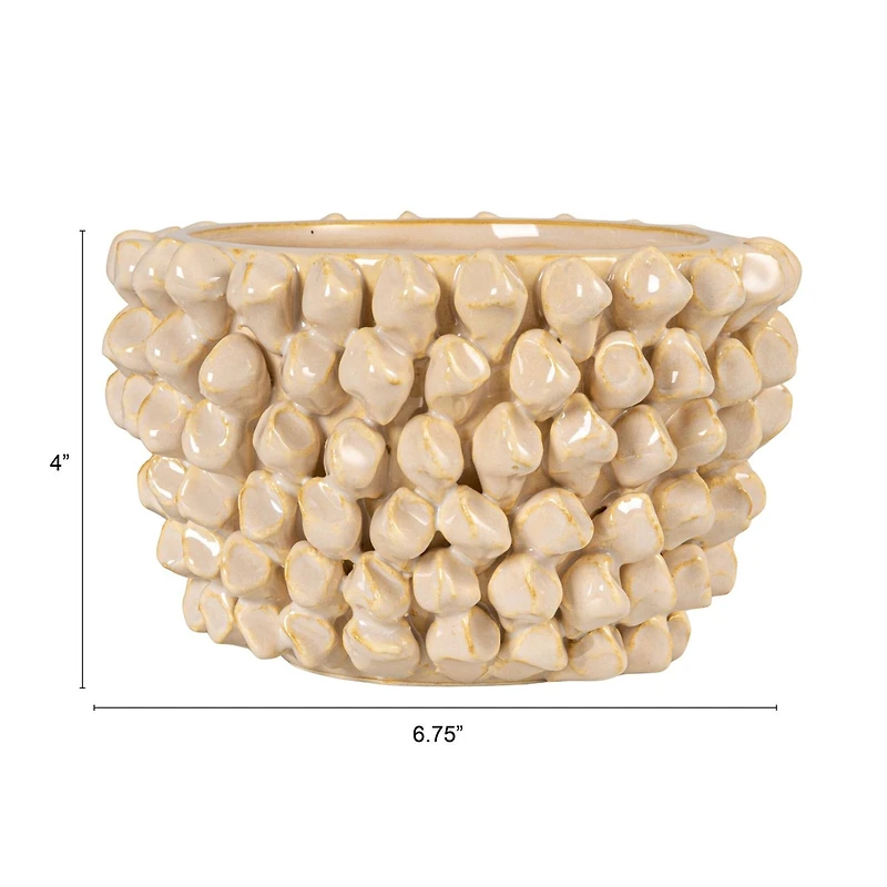 Hello Honey® Cream Stoneware 3D Spiked Formed Planter
