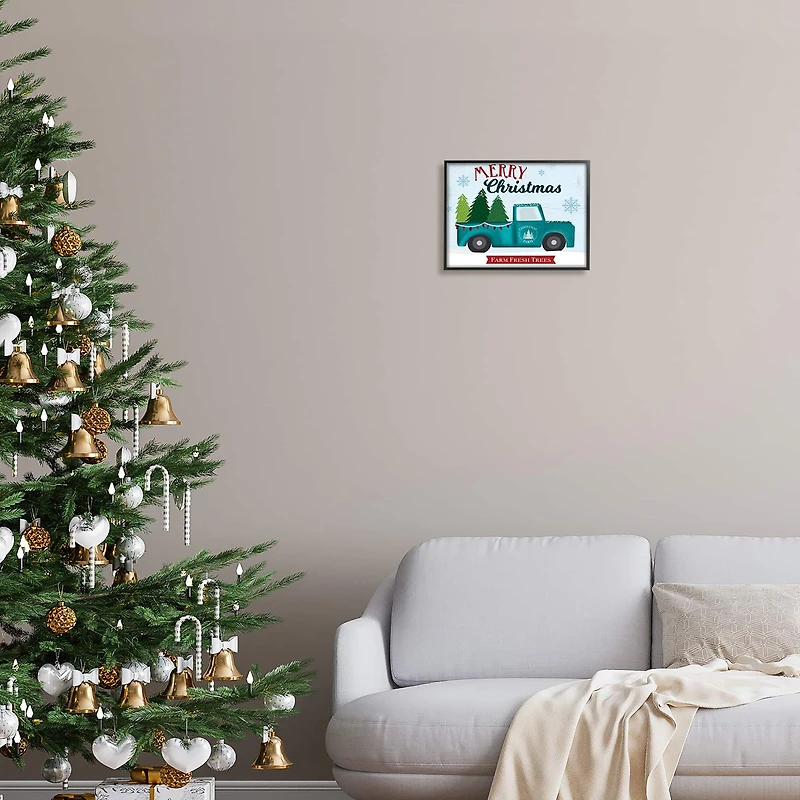 Stupell Industries Merry Christmas Farm Fresh Trees Sign Framed Giclee Art