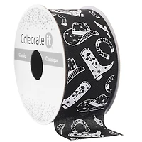 1.5" x 3yd. Black & White Western Print Ribbon by Celebrate It™ Classic