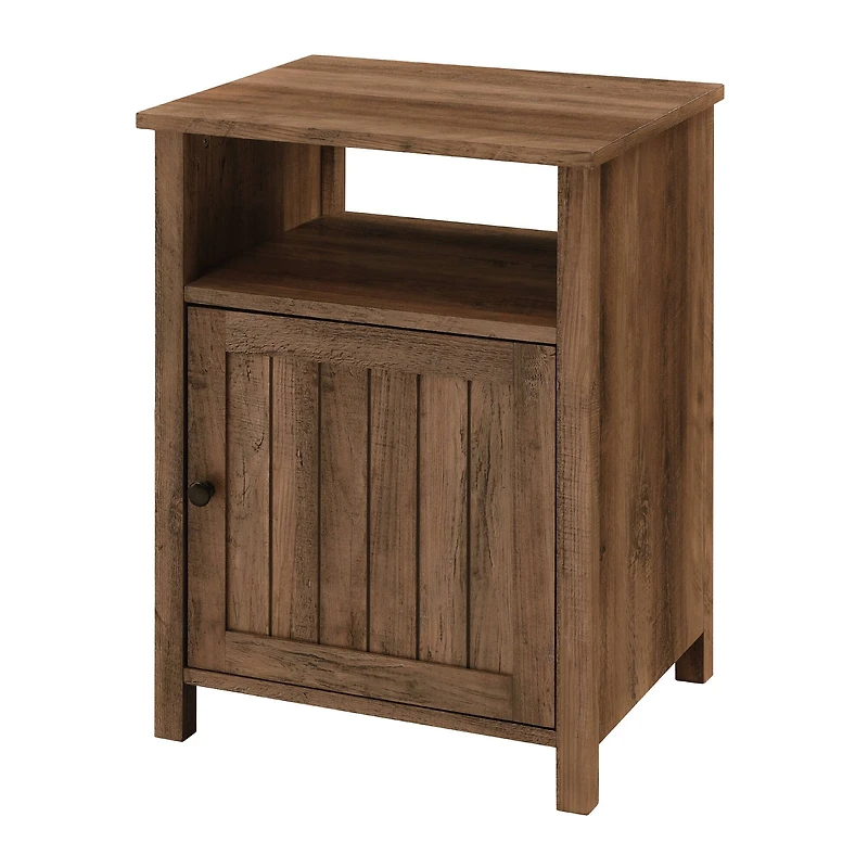 Walker Edison 18" Reclaimed Barn Wood Side Table with Grooved Door
