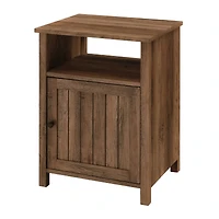 Walker Edison 18" Reclaimed Barn Wood Side Table with Grooved Door
