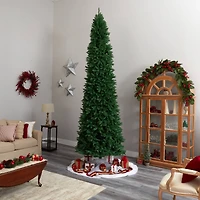 12ft. Unlit Slim Green Mountain Pine Artificial Christmas Tree
