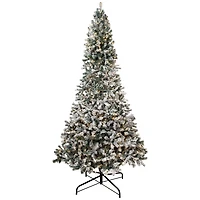 9ft. Pre-Lit Flocked Pine Artificial Christmas Tree, Warm White LED Lights
