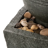 Glitzhome® 32" Polyresin Rippling Floating Sphere Outdoor Fountain with LED Light