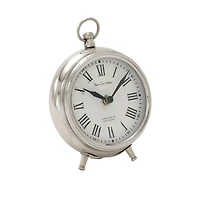6" Silver Stainless Steel & Aluminum Round Clock