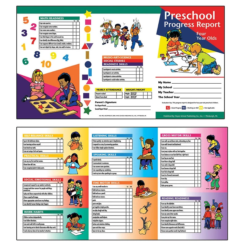 Hayes Preschool Progress Report Cards, 6 Packs of 10