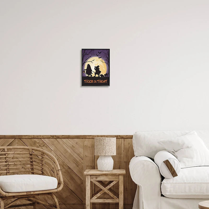 Stupell Industries Trick Or Treat Halloween Silhouettes Framed Giclee Art
