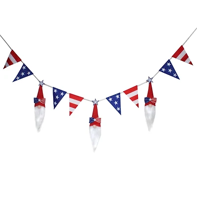 6ft. Patriotic Flags & Red Gnomes Garland