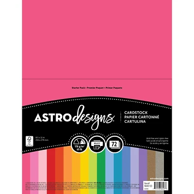 Neenah Astrodesigns Cardstock Pack 8.5"X11" 72/Pkg-18 Bold & Vivid Colors