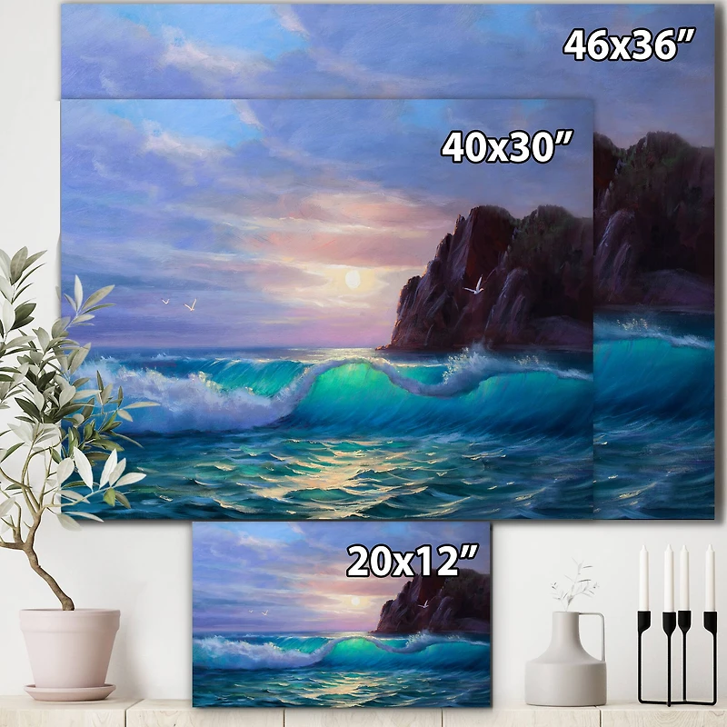 Designart - Sunshine Reflecting Throug Braking Waves II