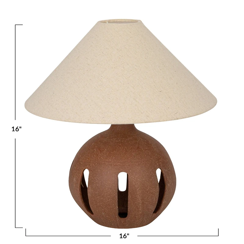 Hello Honey® 16.75" Natural Brown Cut Out Ceramic Table Lamp with Linen Shade
