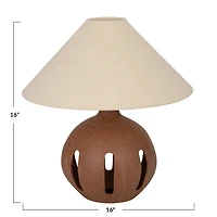 Hello Honey® 16.75" Natural Brown Cut Out Ceramic Table Lamp with Linen Shade
