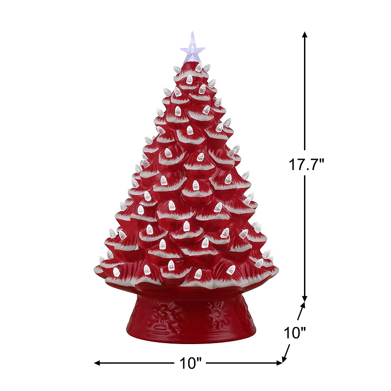 Mr. Christmas 18" Red with White Lights Nostalgic Ceramic Tree