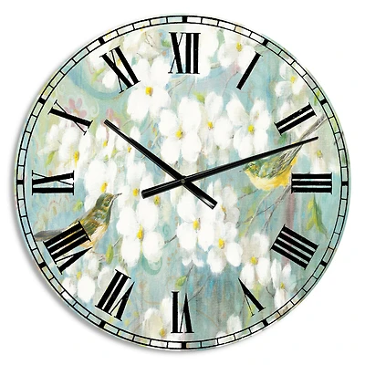 Designart Birds On Blossom Wall Clock
