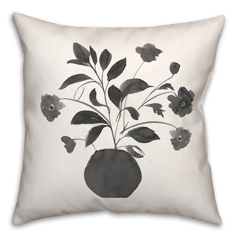 Monochromatic Floral II 18" x 18" Throw Pillow