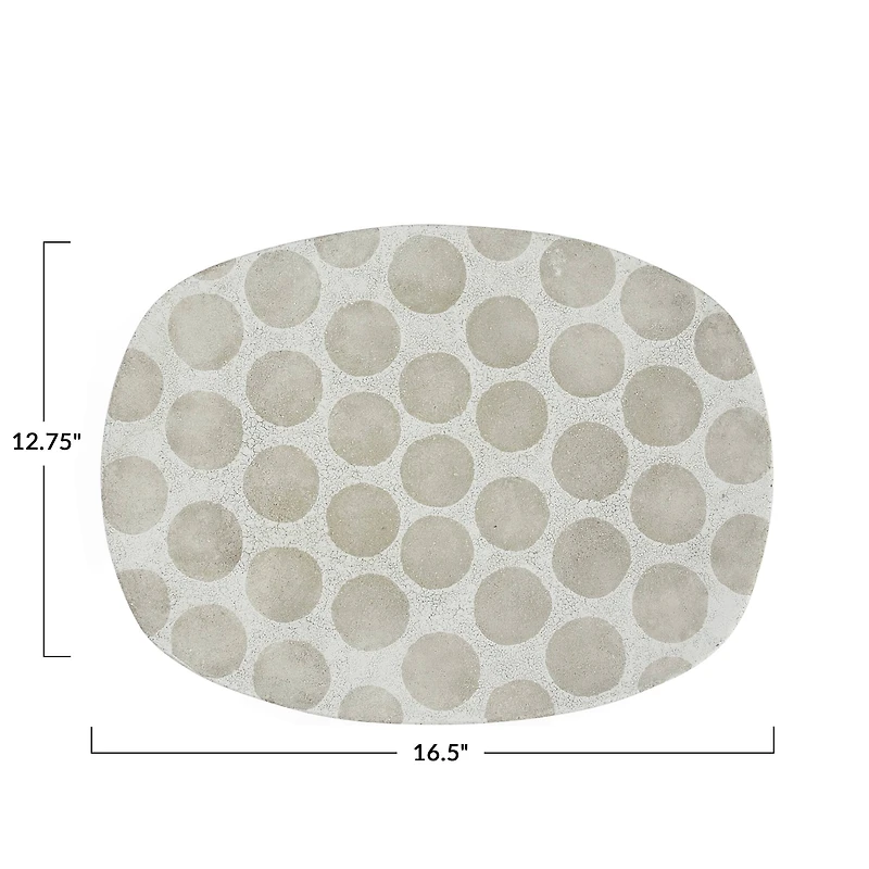 Hello Honey® 16.5" Natural Decorative Terracotta Platter with Wax Relief Dots