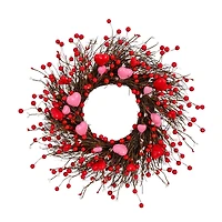 18in. Artificial Valentine's Day Heart & Berry Twig Wreath
