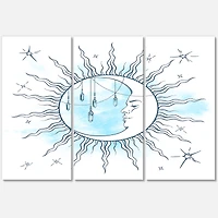 Designart - Blue Crescent Moon With Moonstone Pendants & Stars