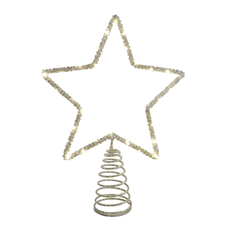 12" Silver Rhinestone Star Lighted Tree Topper by Ashland®