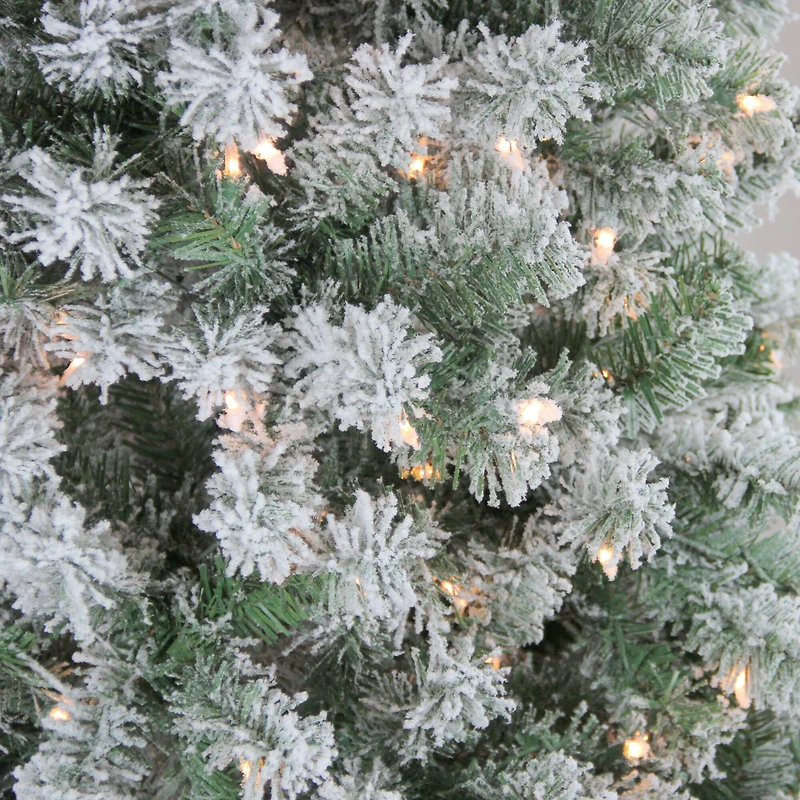 4.5ft. Pre-Lit Flocked Winema Pine Artificial Christmas Tree, Clear Lights