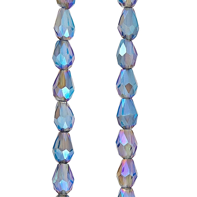 12 Pack: Blue Lustrous Teardrop Glass Beads, 6mm by Bead Landing™