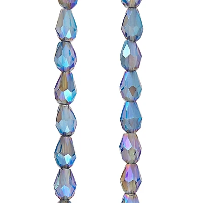 12 Pack: Blue Lustrous Teardrop Glass Beads, 6mm by Bead Landing™