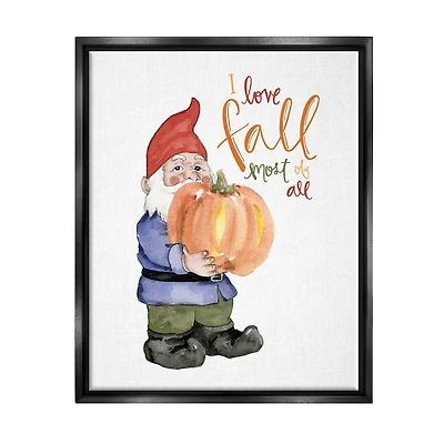 Stupell Industries I Love Fall Most Of All Gnome Framed Floater Canvas Wall Art