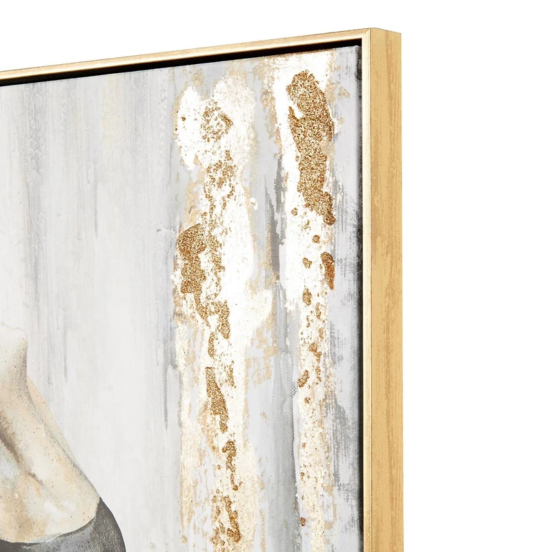 Gold Canvas Dancer Ballet Living Room Framed Wall Art with Black and Gold Foil Accents